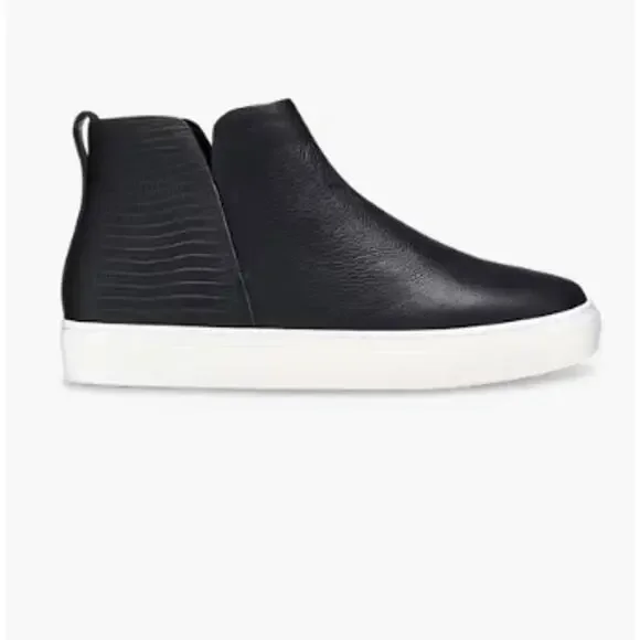Birdies The Falcon Black Leather Slip-On Sneaker Bootie Hidden Wedge, Size 7.5 - Picture 2 of 13